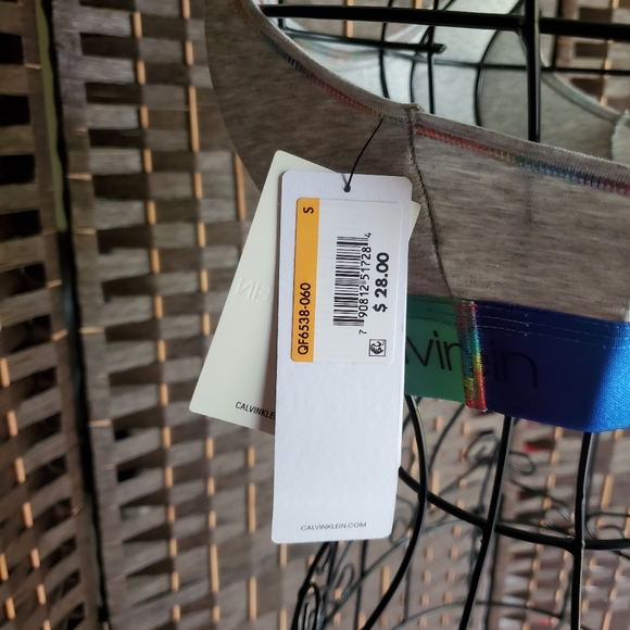 Calvin Klein Unlined Bralette Gray Rainbow Band - Picture 6 of 7